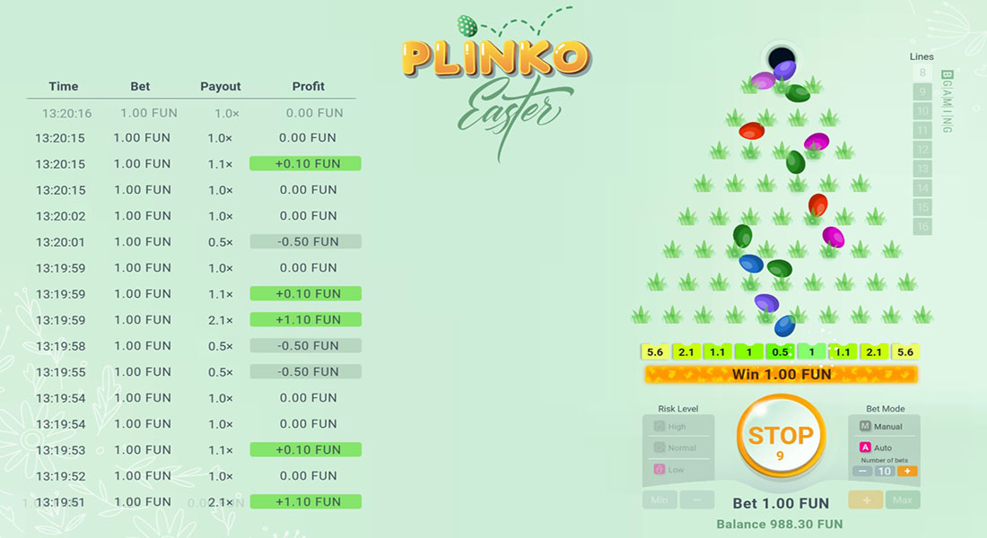 Jeu d'argent Plinko.